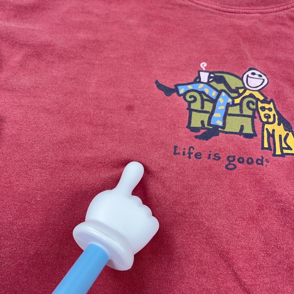 Life Is Good Shirt Men Small Pink Tee Long Sleeve Recliner Dog Relaxing Dad * - Picture 5 of 14